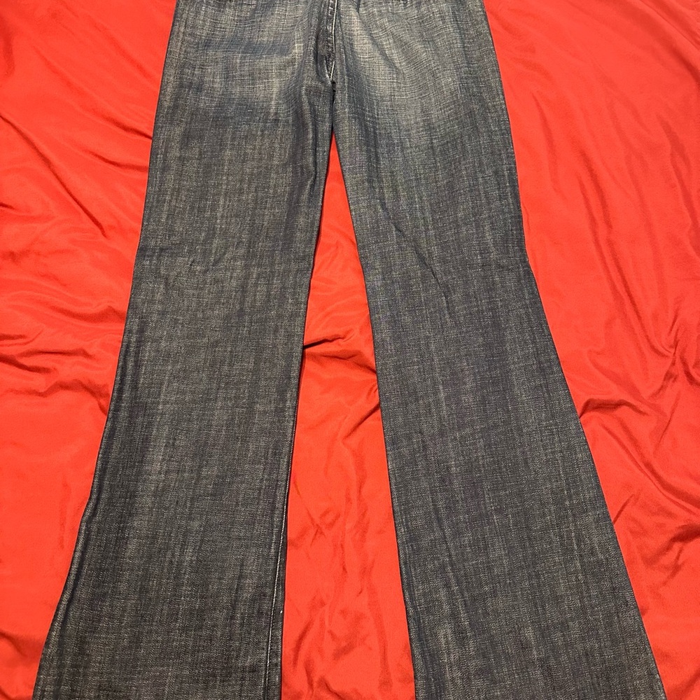 Miss Me Vintage Bell Bottom Dark Blue Jeans with Patterned Waistband - Picture 8 of 8